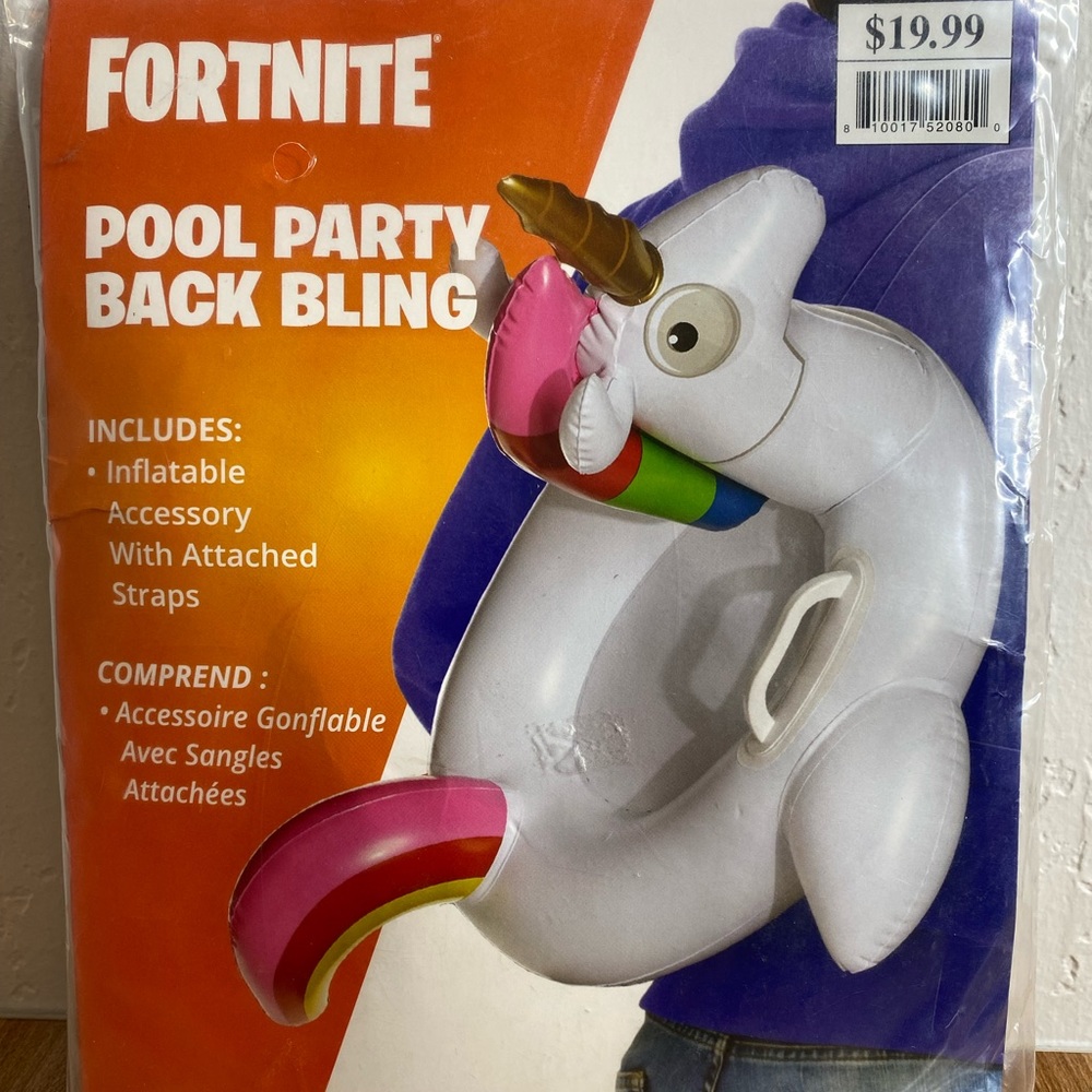 🆕Fortnite Pool Party Back Bling Inflatable Unicorn w/Straps Accessory InSpirit